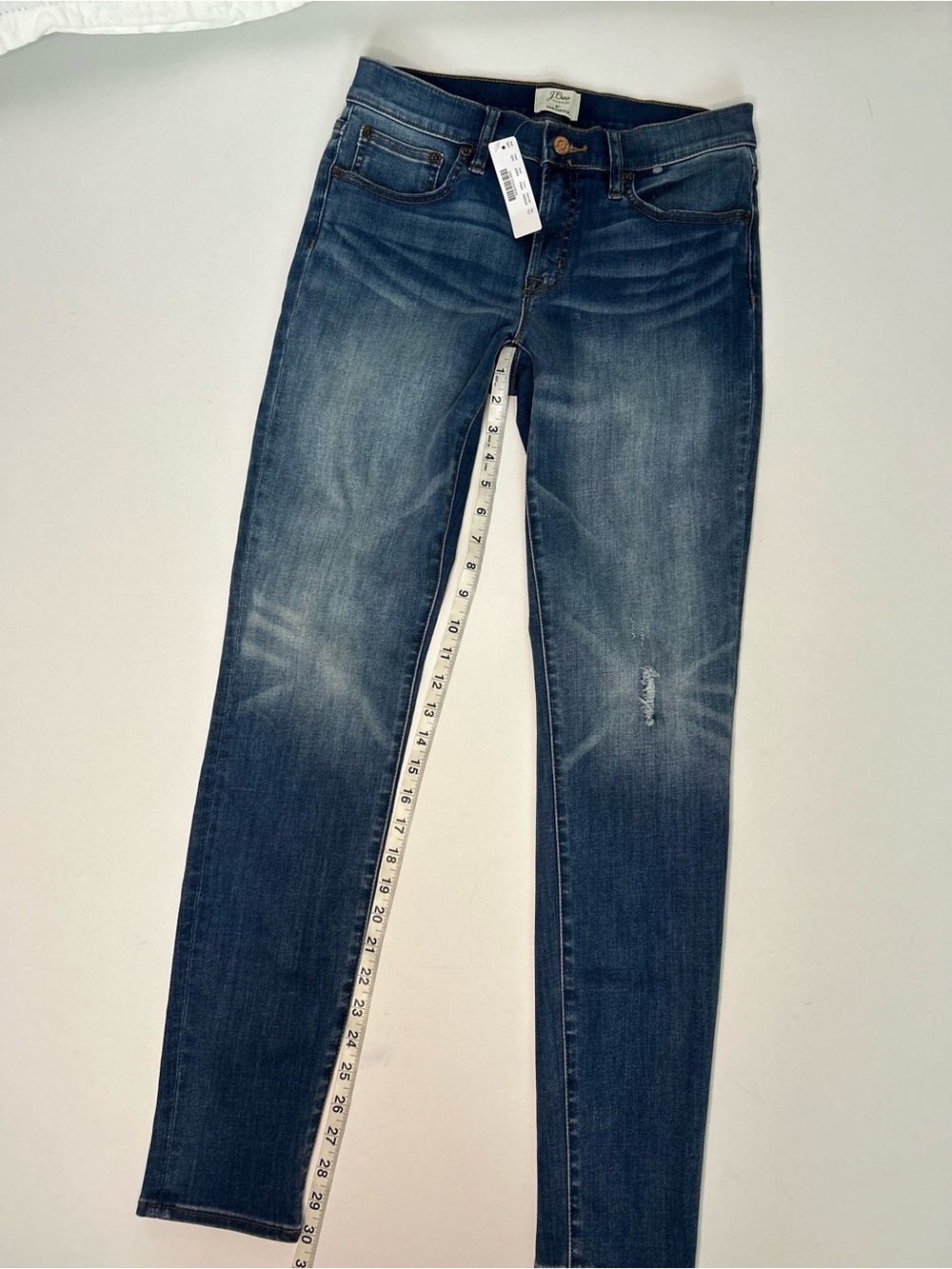 NWT J.Crew 8" Toothpick Tall Skinny Jeans Medium Wash Distressed Size 27T - Picture 4 of 10
